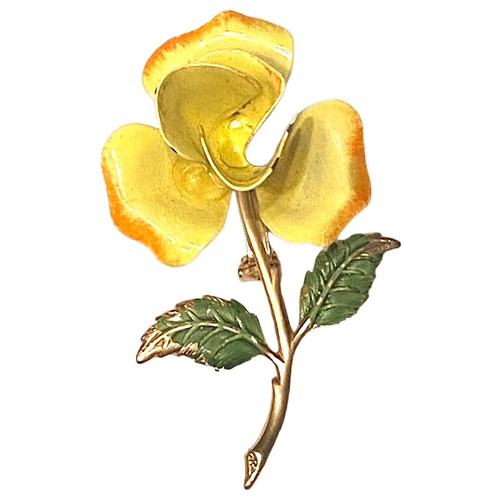 Vintage Yellow Flower Metal Brooch